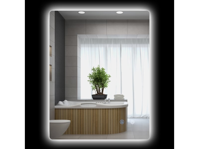 Miroir rectangulaire mural lumineux led de salle de bain 80 x 60 cm luminosité réglable blanc transparent - Conforama A