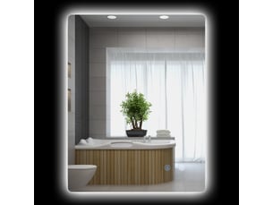 Miroir rectangulaire mural lumineux led de salle de bain 80 x 60 cm luminosité réglable blanc transparent