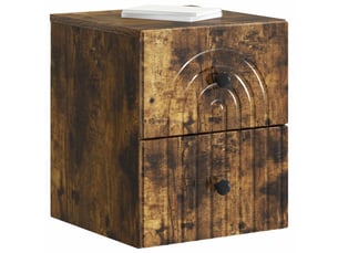 Table de chevet - cabinet de chevet - table de nuit mural chêne fumé 33 x 34,5 x 40 cm