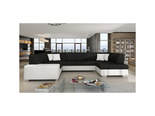 Canapé panoramique en u gris foncé & blanc convertible 6 places havane convertible 6 places