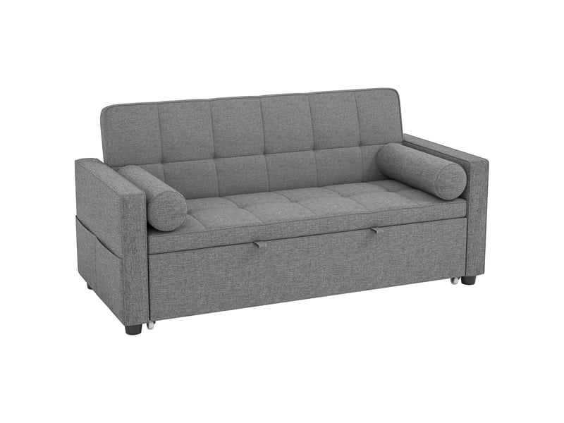  Canapé convertible 2 places 3 en 1 canapé-lit avec lit gigogne double dossier réglable 2 coussins gris 80,5x137,5x84cm  - Conforama B