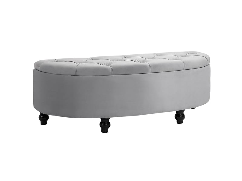  Banc coffre 120x46x42 cm, rangement intégré, assise moelleuse, pieds en bois, meuble chambre et salon, polyester, gris  - Conforama A