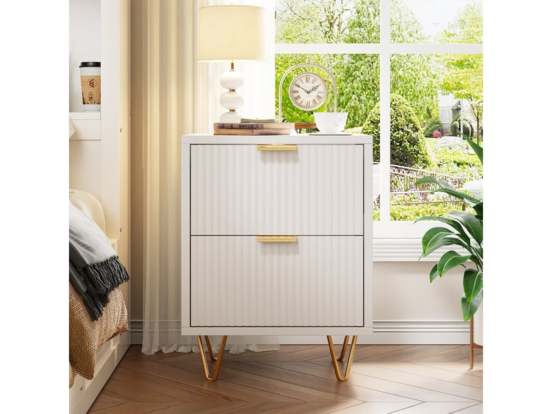  Table de nuit lot de 2 avec 2 tiroirs, tables de chevet coloris blanc  - Conforama D