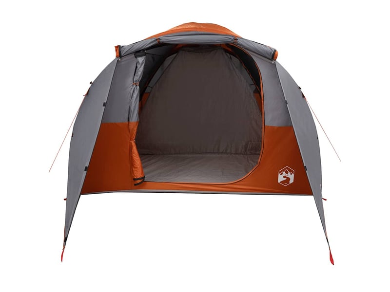  Tente de camping, tente familiale tunnel 6 personnes gris et orange résistant à l'eau  - Conforama E