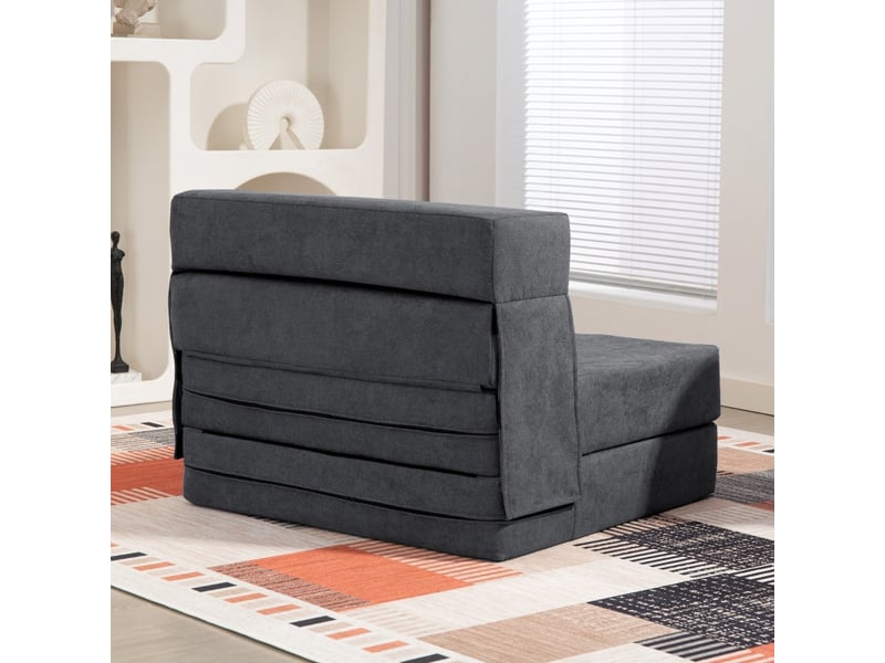 Fauteuil convertible 3 en 1,80x80x64 cm,avec coussin,tissu,gris foncé - Conforama D