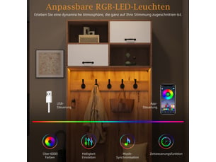 Ensemble armoire, ensemble complet d'armoire de couloir avec banc, 5 crochets, 2 portes et 6 espaces de rangement ouverts - couleur bois naturel et