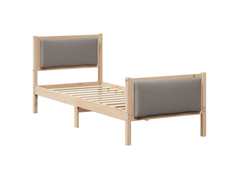  Lit simple- lit adulte -  cadre de lit avec tête de lit taupe 80 x 200 cm tissu  - Conforama A