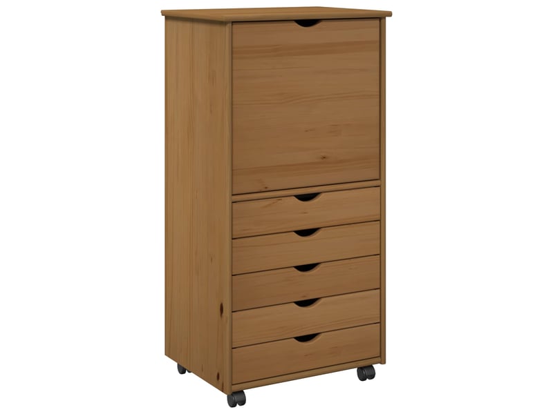 Caisson roulant de bureau 53 x 39 x 103 cm bois de pin massif marron miel - Conforama A