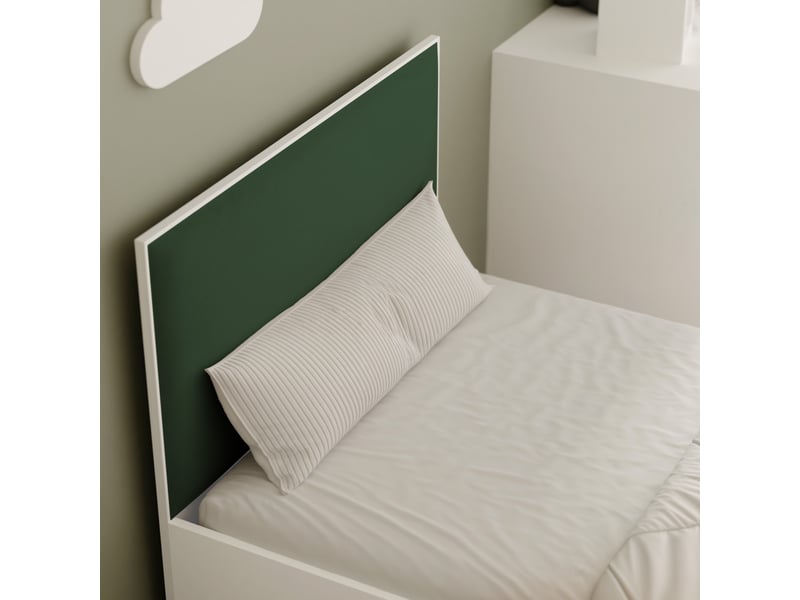 Lit coffre sashi - 90x200 cm - avec matelas - tissu velours - blanc vert foncé SASHI - Conforama D
