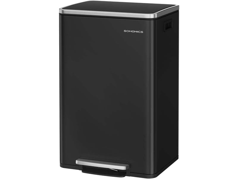  Poubelle de cuisine 50 l avec seau intérieur amovible ergonomique 41,6 x 37,2 x 64,7 cm en acier noir 12_0012743  - Conforama A
