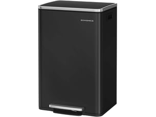 Poubelle de cuisine 50 l avec seau intérieur amovible ergonomique 41,6 x 37,2 x 64,7 cm en acier noir 12_0012743