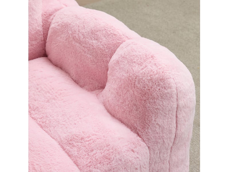  Pouf pour adultes 105x90x75 cm, assise moelleuse, peluche blanc, sans montage, fibres et mousse, facile à déplacer  - Conforama E