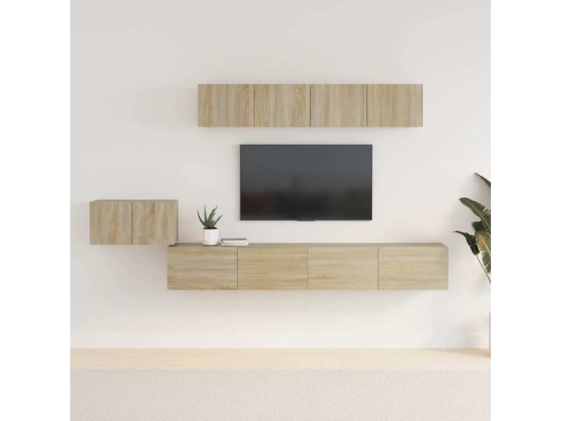  Ensemble de meubles tv - banc tv - meuble de rangement 5 pcs chêne sonoma bois d'ingénierie  - Conforama B