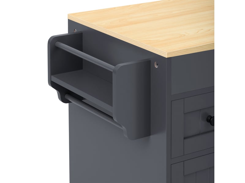 Desserte de cuisine à roulettes avec 3 tiroirs et plateau extensible en mdf 137-190,6×45,2×92 cm grise  - Conforama D