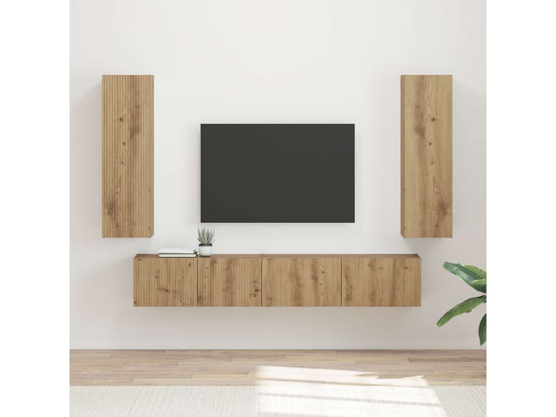 Ensemble meuble tv - banc tv - meuble de rangement 3 pcs chêne artisanal bois d'ingénierie  - Conforama B