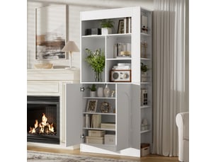 Vitrine coloris blanc 4 étagère(s)  Fay Lum - 85 cmx180 cm