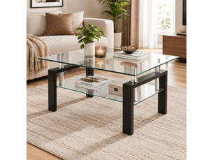 Table basse rectangulaire coloris transparent <strong>CHICFURN</strong> <strong></strong> - 60 cmx100 cm