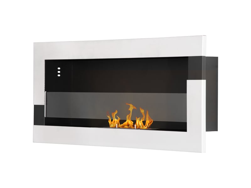  Cheminée à bioéthanol en acier inoxydable, autonomie de 2,5 heures avec un réservoir de 1,5 litre et couverture de 20 m², 90 x 16 x 40 cm, argent  - Conforama B