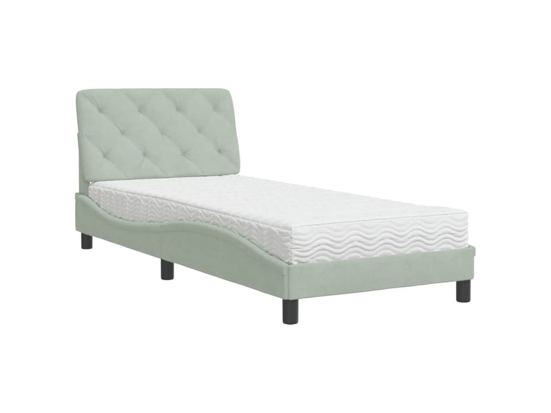 Lit simple- lit adulte - lit avec matelas gris clair 80x200 cm velours - Conforama A