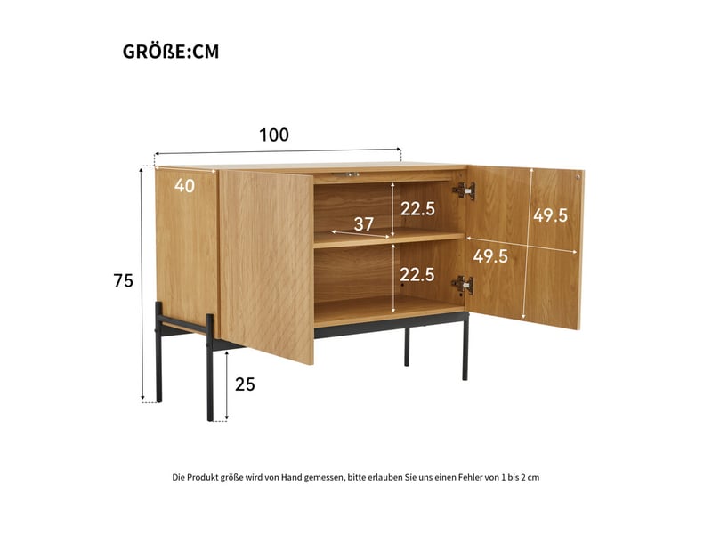Buffet à 2 portes, 75 x 100 x 40 cm, meuble de rangement, armoire, marron - Conforama C