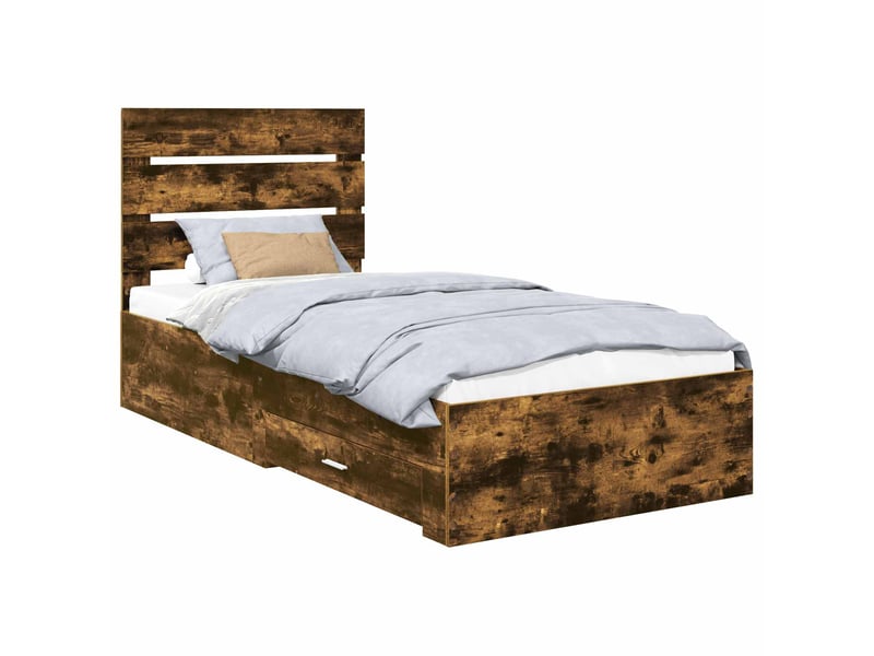 Lit simple- lit adulte - cadre de lit chêne fumé 100 x 200 cm bois d'ingénierie - Conforama A