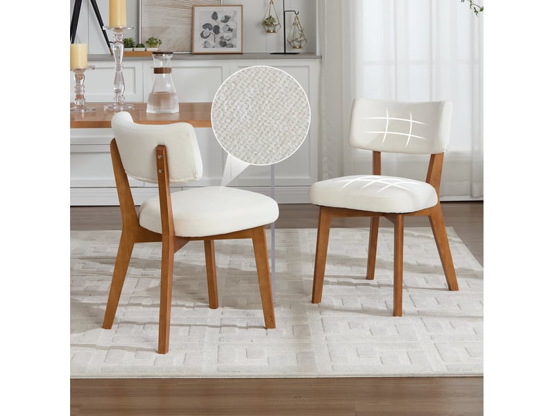  Lot de 2 chaises de salle à manger 54.5x47x77 cm en tissu beige  - Conforama B