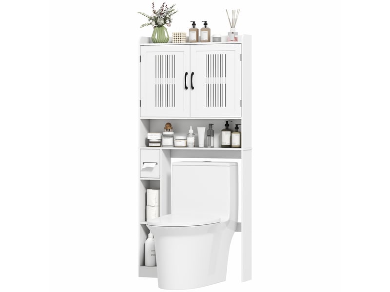  Meuble dessus wc blanc, placard double porte et porte-papier, 80 x 19,5 x 170 cm  - Conforama B
