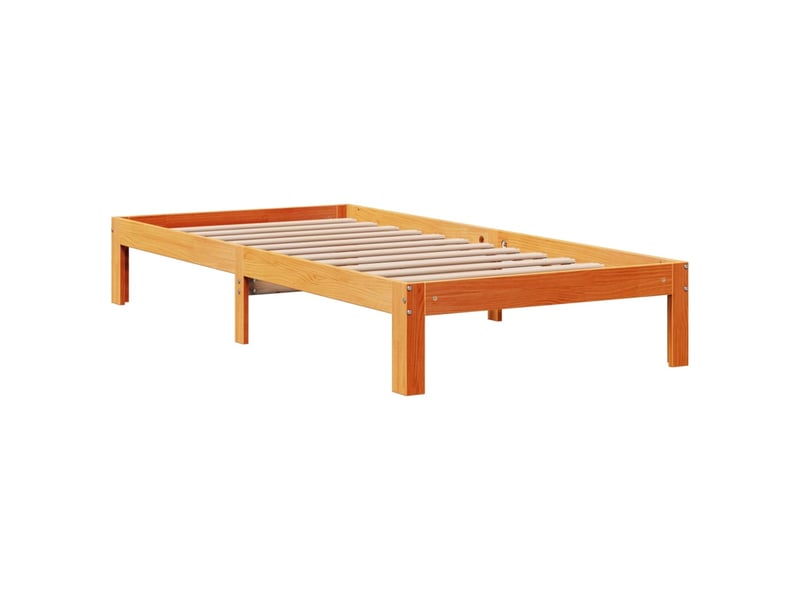  Lit simple- lit adulte -  cadre de lit sans matelas  marron 100x200cm bois pin massif  - Conforama D