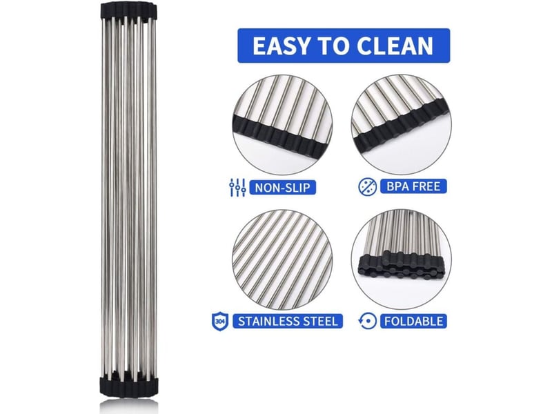  Égouttoir pliable  égouttoir à vaisselle en acier inoxydable robuste pour vaisselle, assiettes, tasses, bouteilles (noir)  - Conforama B