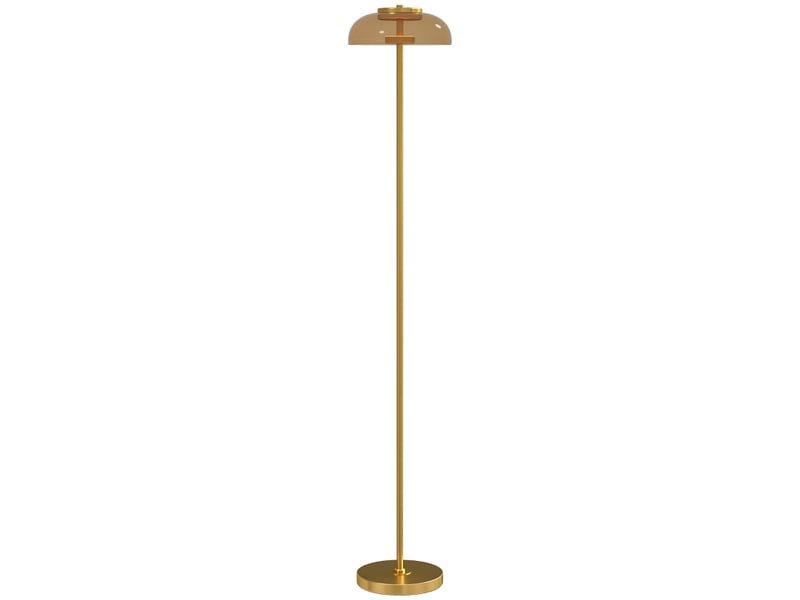  Lampadaire led,25x25x134 cm,meulva,avec interrupteur à pied,métal et verre,coloris laiton antique  - Conforama A