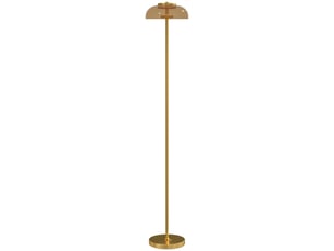 Lampadaire led,25x25x134 cm,meulva,avec interrupteur à pied,métal et verre,coloris laiton antique