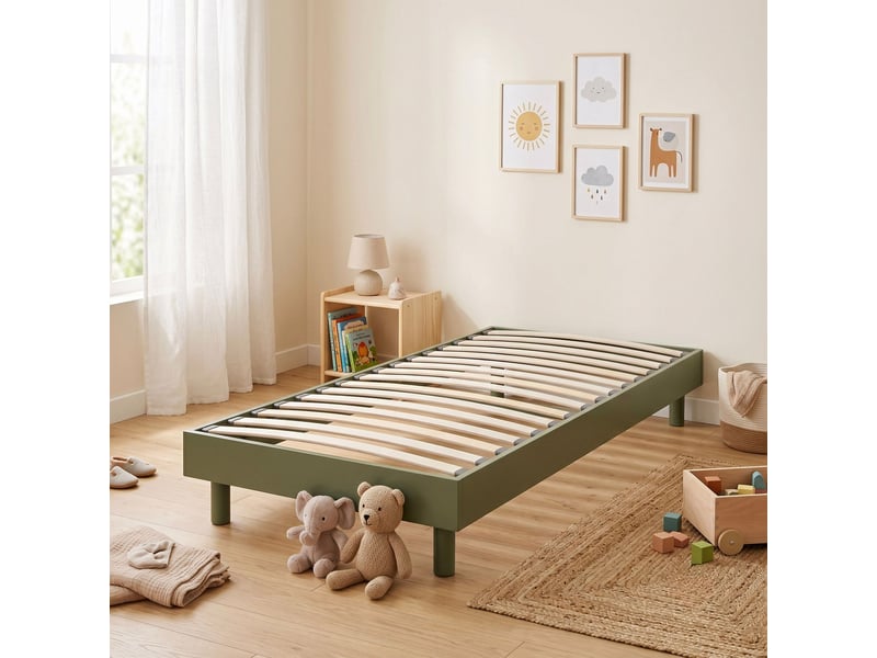 Sommier kit 90x190 cm en bois massif kaki  - Conforama B