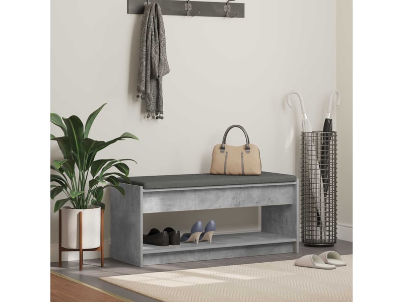  Banc d'entrée, banc interieur gris béton 103x38x45 cm  - Conforama B