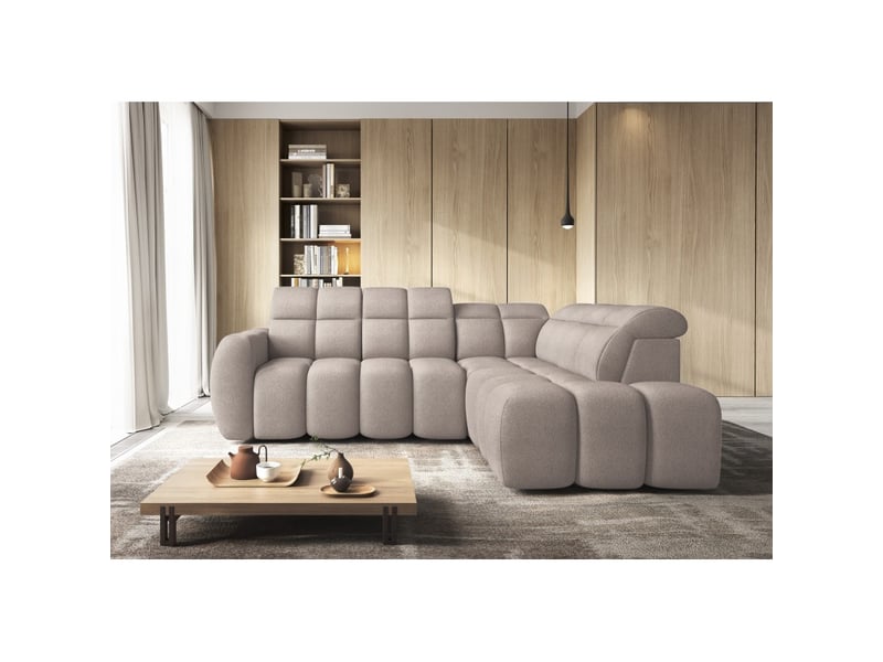  Canapé d'angle électrique ronda 4 places marron clair – angle droit  - Conforama E