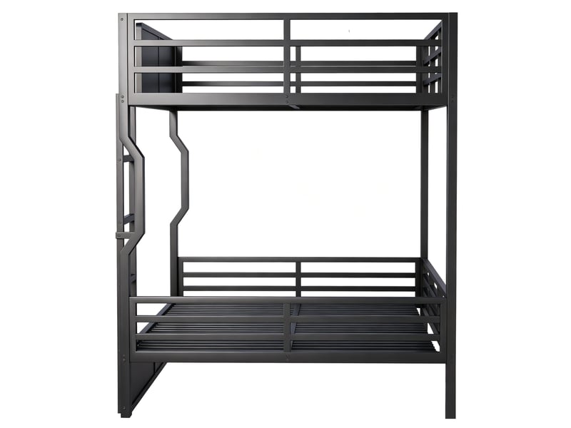  Lit mezzanine 140×200 cm en métal avec led, barrières de sécurité, noir  - Conforama D
