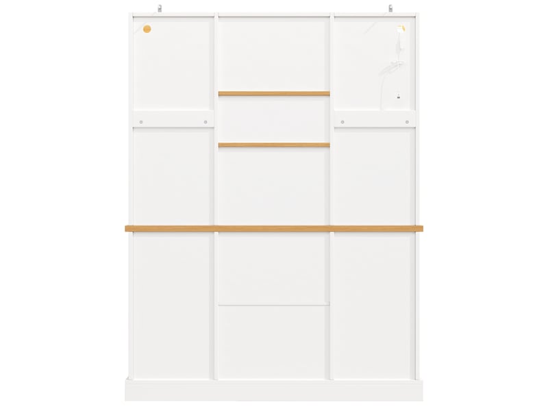  Buffet de cuisine led 140x40x185 cm, 3 tiroirs 4 portes, étagères réglables, plan de travail, mdf blanc  - Conforama E