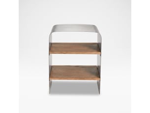 Table de chevet en bois de manguier et métal brossé-selma