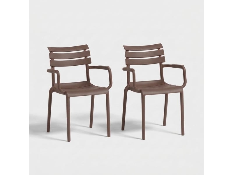  Lot de 2 fauteuils empilables pour jardin et intérieur punat - gris tourterelle  - Conforama A