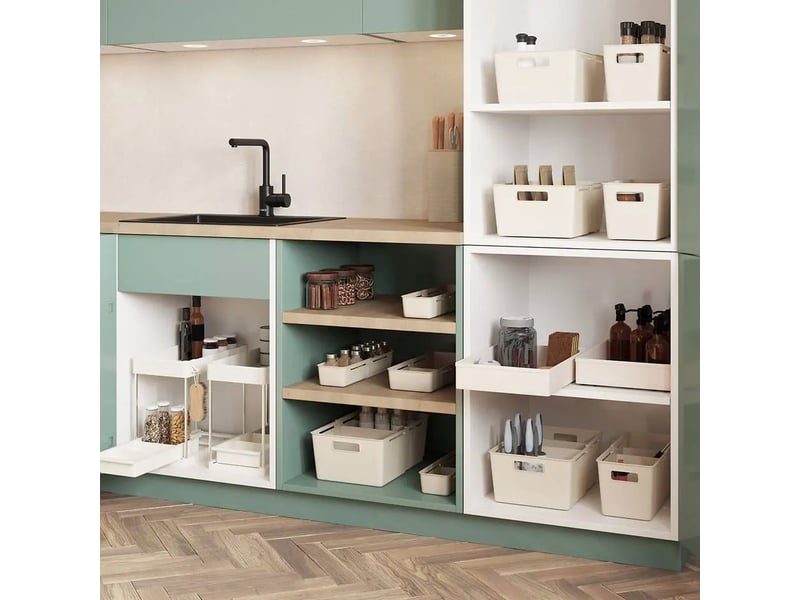  Panier organiseur extensible stora 15cm argile  - Conforama E