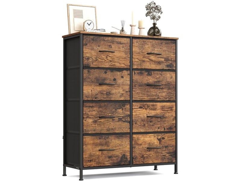  Commode de rangement 30 x 76,7 x 95,2 cm capacité 30 kg design rustique contemporain en mdf marron 12_0012444  - Conforama A