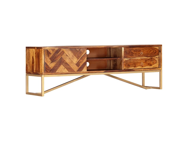  Meuble tv - banc tv - meuble de rangement 140x30x45 cm bois de sesham massif  - Conforama B