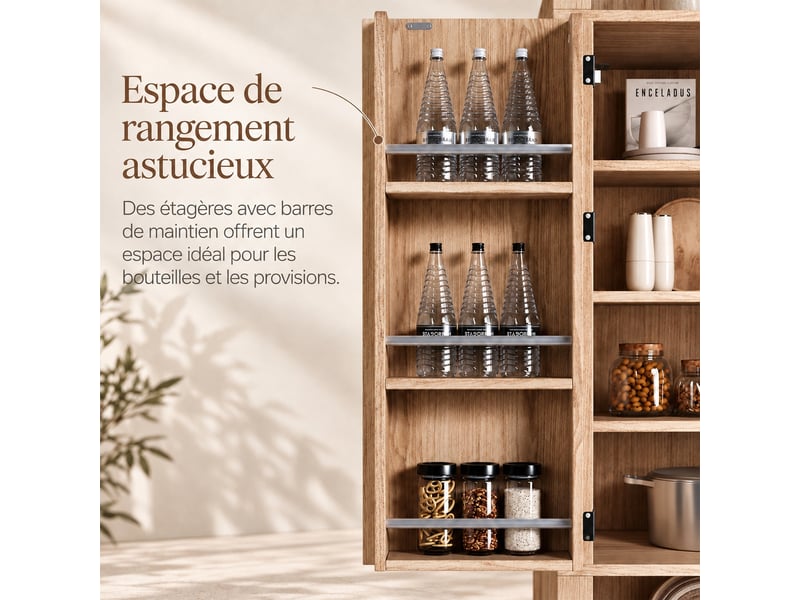 Meuble de cuisine muvano, armoire de rangement cintrée couleur bois, 78 × 40 × 180 cm - Conforama E