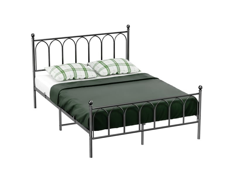  Lit métal 140 × 200 cm 2 places avec rangement sous le lit et structure stable, sans matelas, noir  - Conforama A
