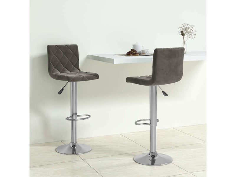  Lot de 2 tabouret de bar, chaise de bar gris foncé velours shl33042  - Conforama B