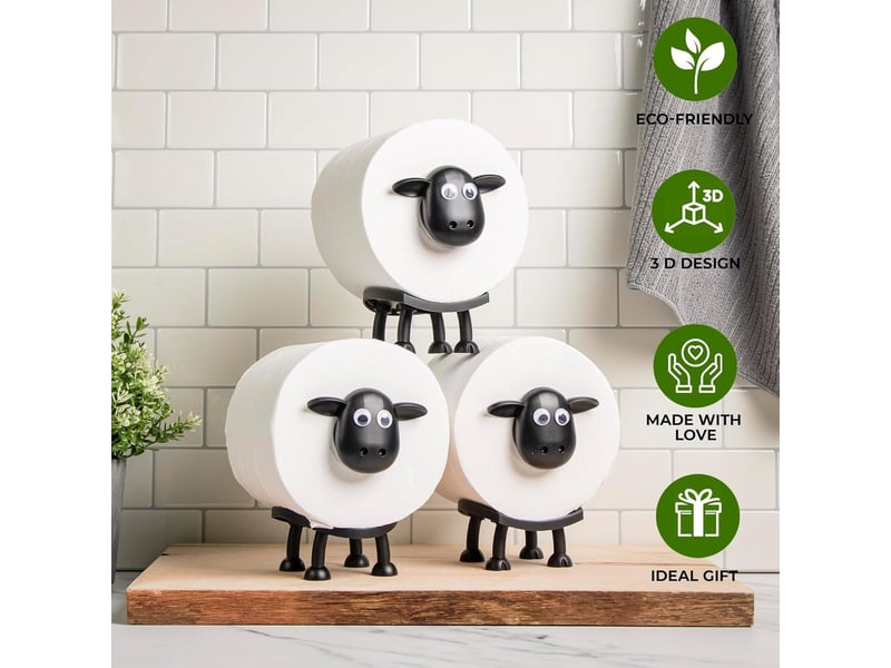  Porte-papier toilette pour rouleaux de 38 et 42 mm mouton  lot de 3  - Conforama C