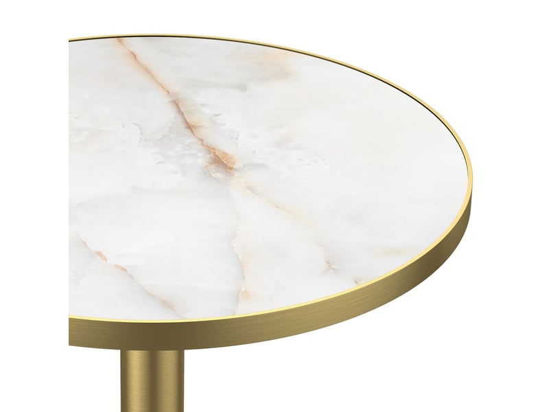 Table à manger 70 cm plateau en pierre frittée effet marbre luxueux résistant aux rayures et à l’abrasion hydrofuge pieds en acier inoxydable usage polyvalent - Conforama D