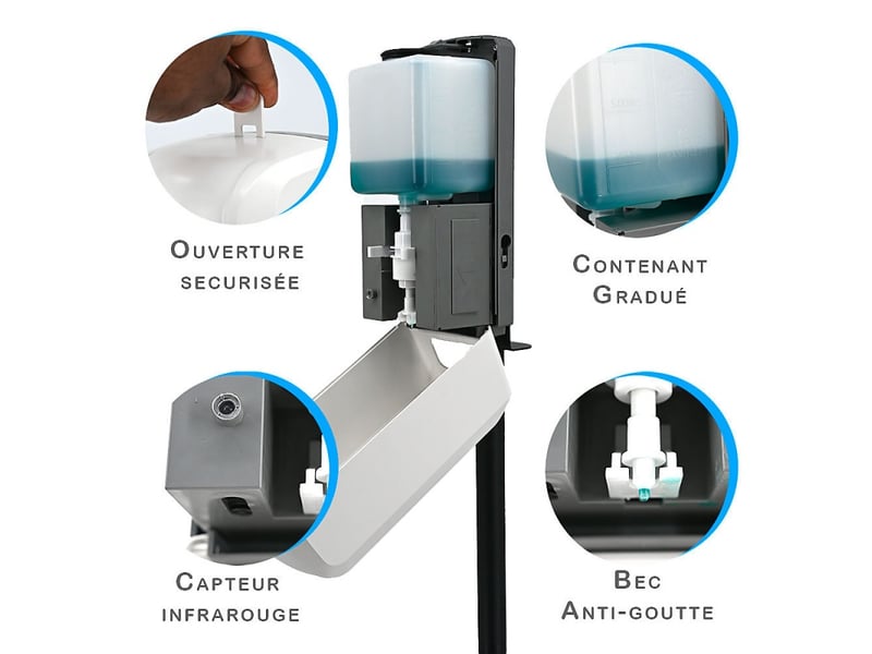  Distributeur automatique de savon mural à capteur infrarouge 1l | dosage précis 0,8-1,2ml  - Conforama C
