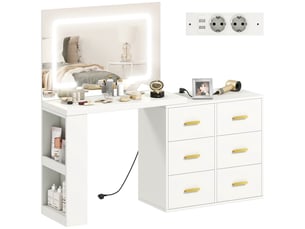 Coiffeuse 6 tiroir(s) Miroir Led avec 0 tabouret(s) inclu(s)  <strong></strong> <strong></strong>  coloris blanc