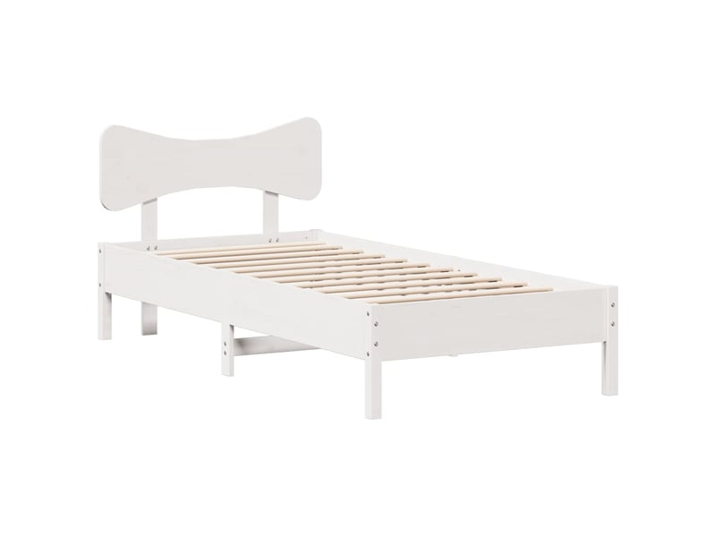  Lit simple- lit adulte -  cadre de lit sans matelas blanc 100x200 cm bois de pin massif  - Conforama A