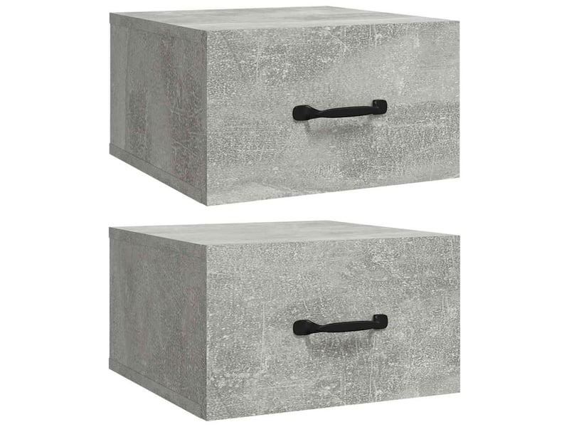  Lot de 2 tables de chevet - cabinet de chevet - table de nuit murales gris béton 35x35x20 cm  - Conforama A